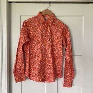 Wrancher by Wrangler Women's Shirt Blouse Floral Ditsy Orange Western Medium